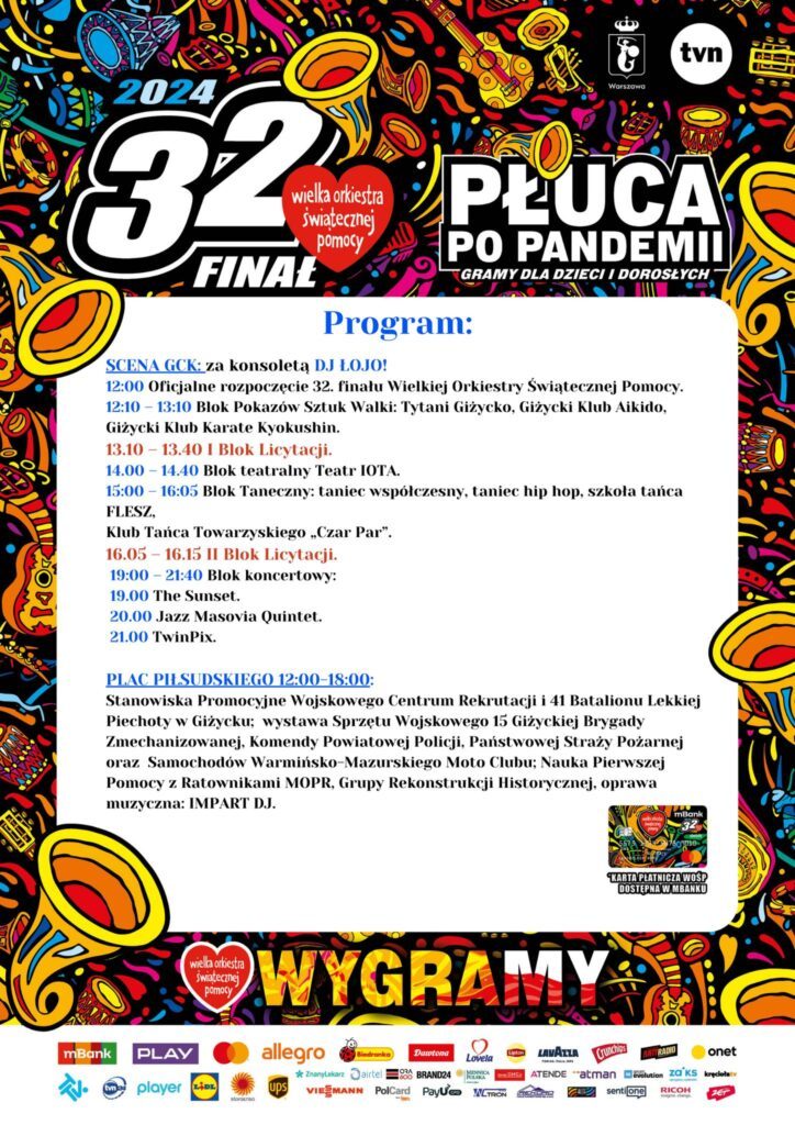 32. Finał Wielkiej Orkiestry Świątecznej Pomocy w Giżycku – 28.01.2024