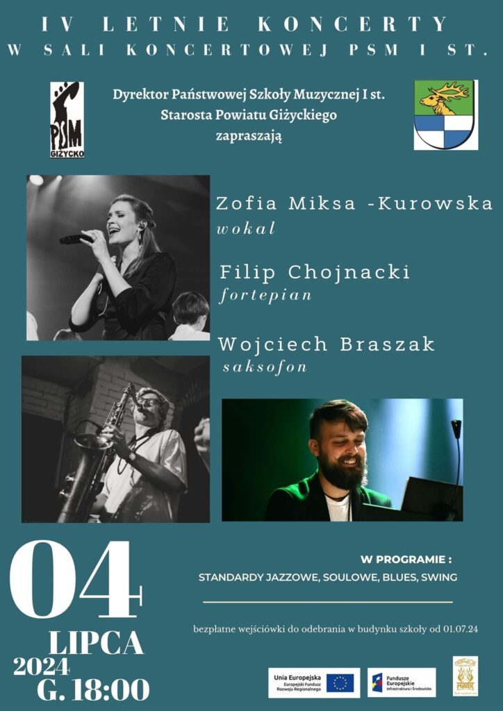 Letnie koncerty w Szkole Muzycznej – 4,13,18.07.2024