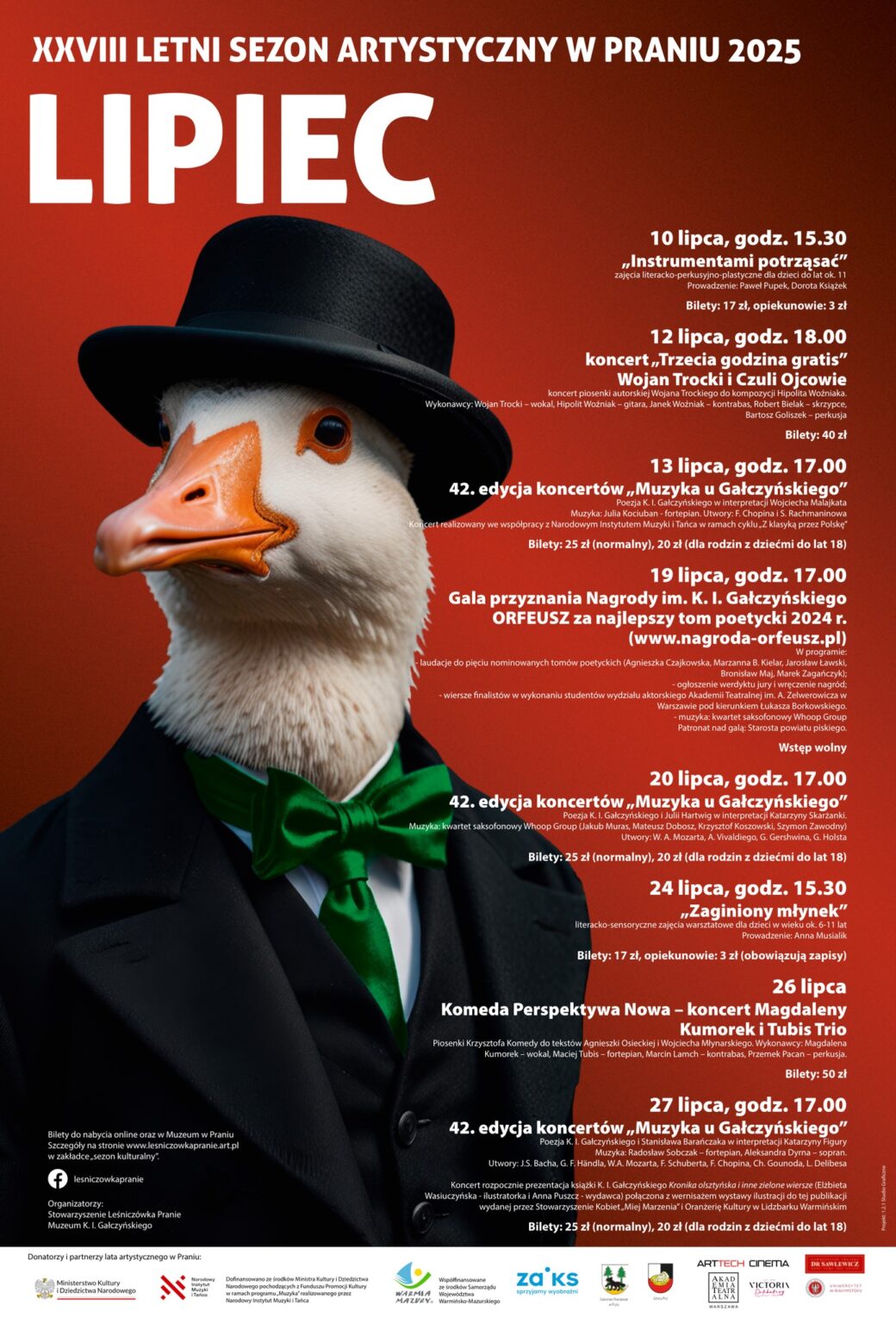Letni Sezon Artystyczny w Praniu 2025 – koncerty, spektakle i poezja w sercu Mazur