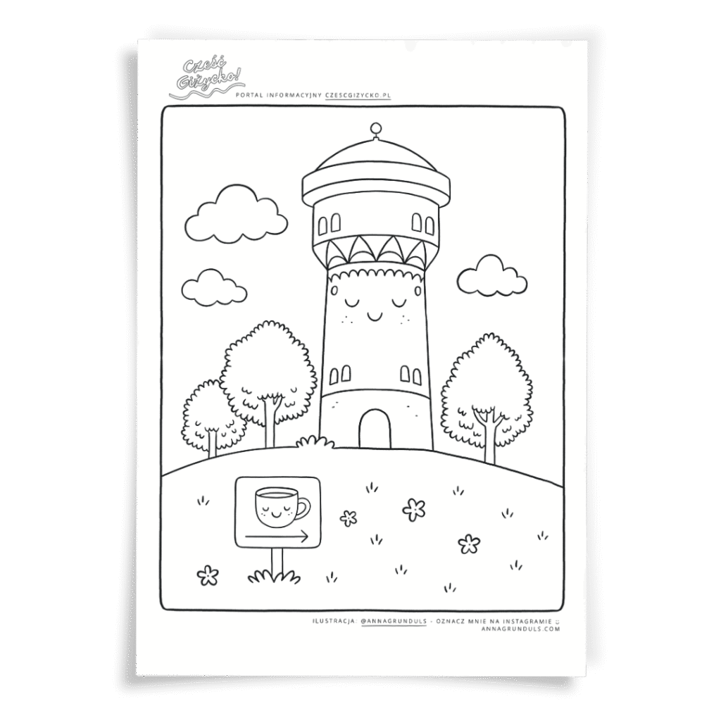 kolorowanka wieża ciśnień