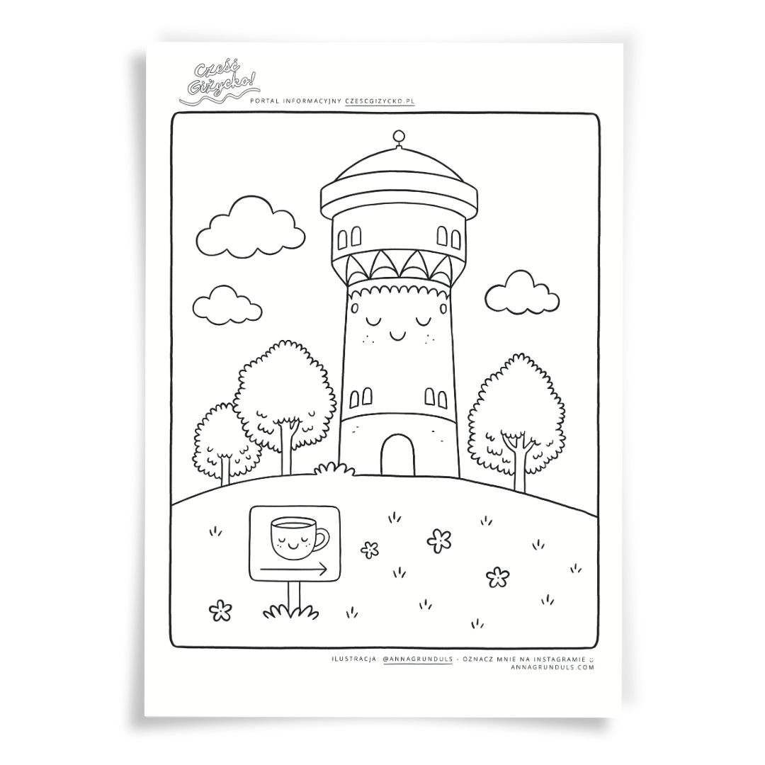 kolorowanka wieża ciśnień