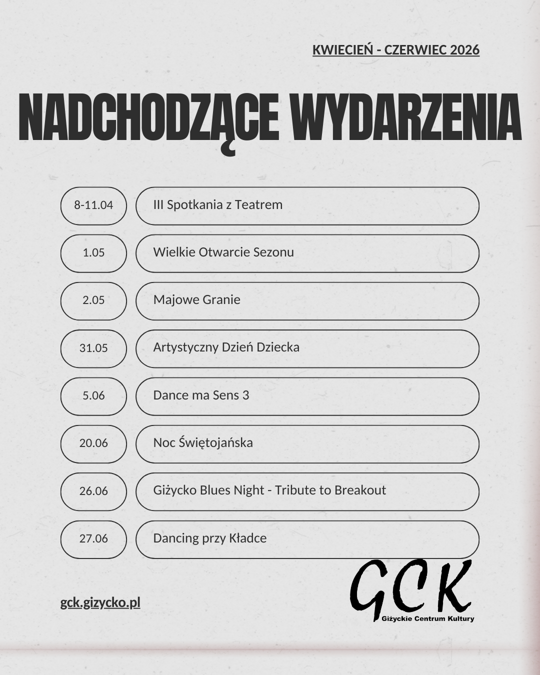 Koncerty, festiwale i teatr. Tak wygląda 2026 rok z Giżyckim Centrum Kultury