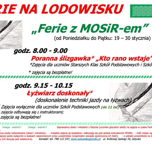 Ferie zimowe na lodowisku!📅 30.01.2026📍 Lodowisko Giżycko