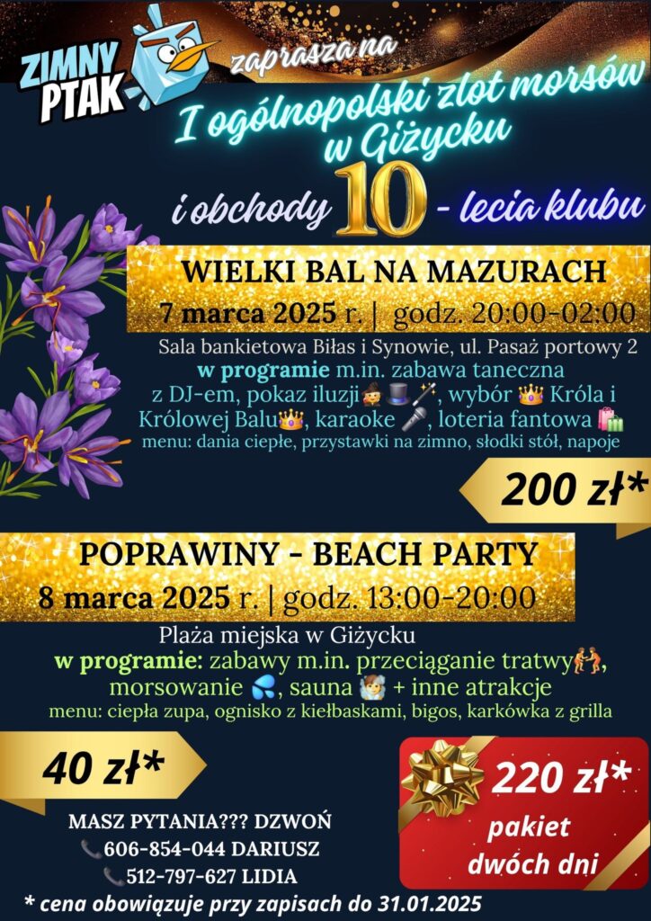 I Ogólnopolski Zlot Morsów w Giżycku – 10-lecie Klubu “Zimny Ptak”, 7-8.03.2025, Giżycko