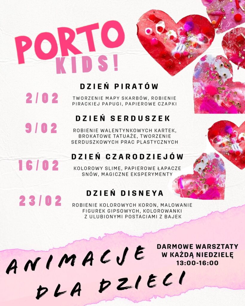 PORTO KIDS – animacje dla dzieci w PORTO Bistro, każda niedziela lutego