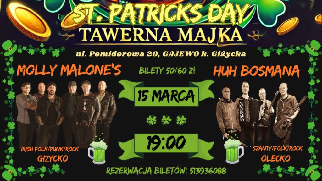 Dzień Świętego Patryka w Tawernie Majka, 15 marca 2025, Gajewo k. Giżycka