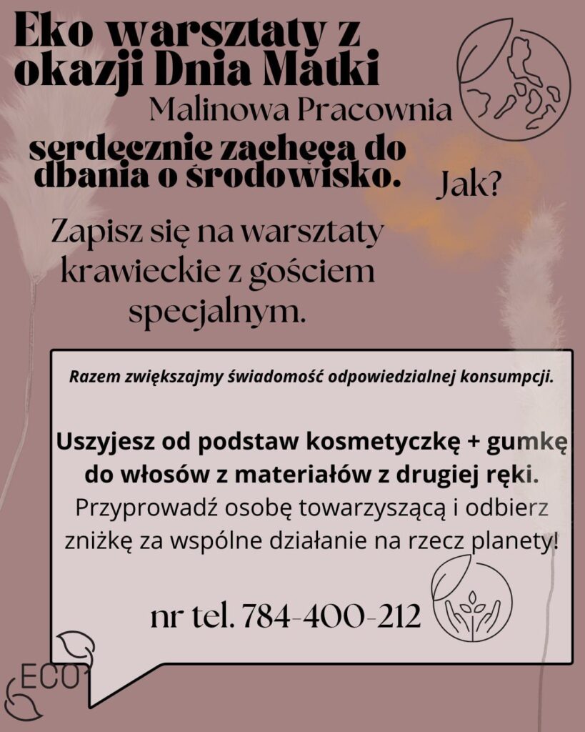 Eko Warsztaty w Malinowej Pracowni – Szyjemy z Pauliną Szostak!