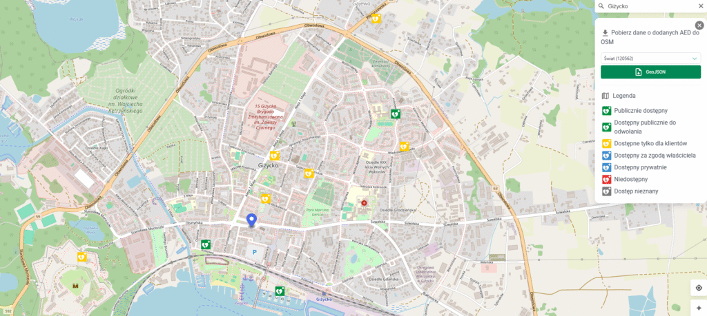 Rozmieszczenie Defibrylatorów w Giżycku