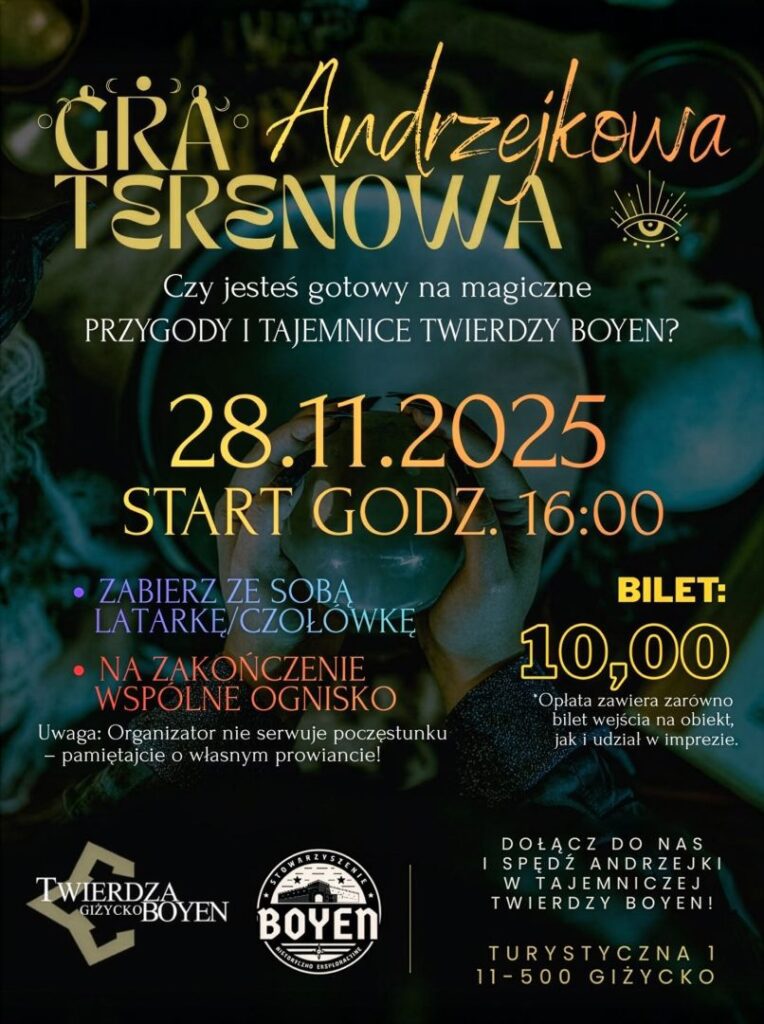 Andrzejki Twierdza Boyen Nocna gra terenowa Giżycko