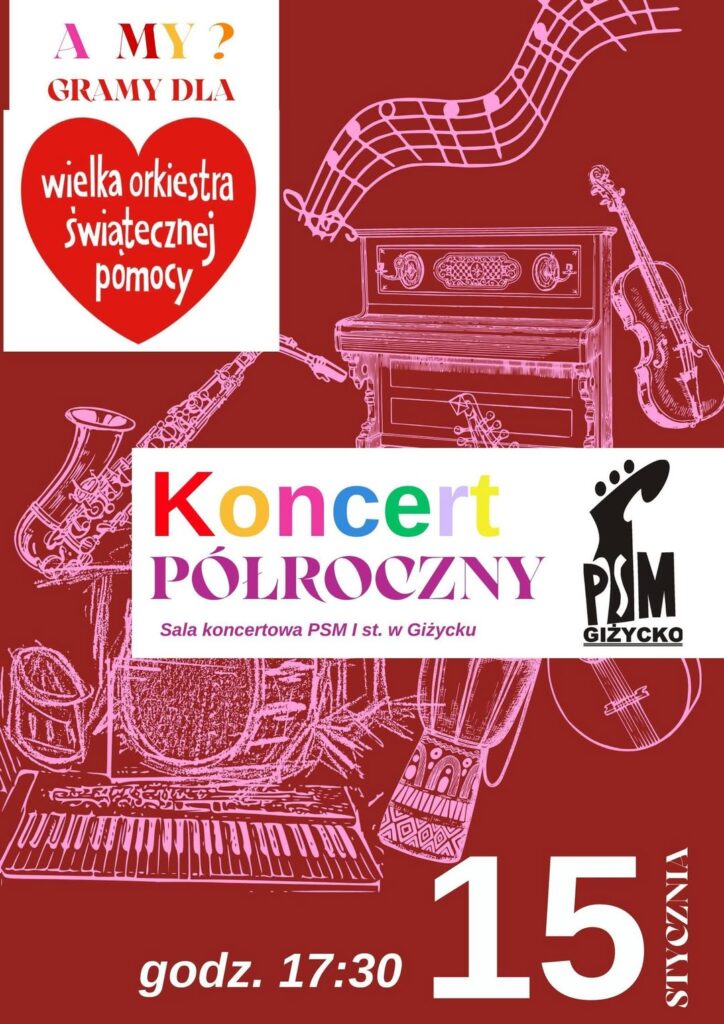 📅 15.01.2026📍 Szkoła Muzyczna w GiżyckuKoncert Półroczny Szkoły Muzycznej I st. w Giżycku